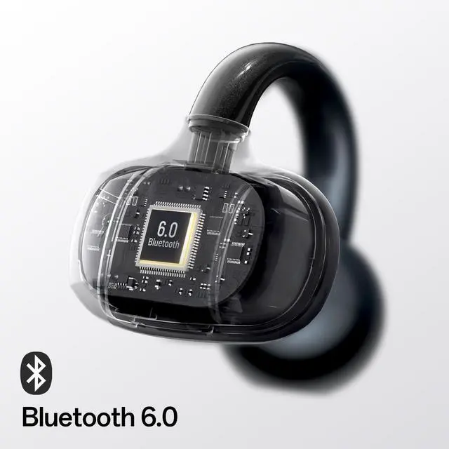 Alt view image 6 of 6 - E Open Ear Clip-On Earbuds, Bluetooth 6.0, 4g Lightweight | 4g clip-on comfort, powerful bass, 28H playtime, AI clear calls and IPX4 water resistance for workouts and daily use