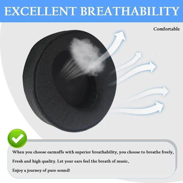 Alt view image 7 of 7 - Earpads for Sony MDR-XB950BT XB950B1 XB950N1 XB950AP Headphones | Extra Durable Ear CushionsReplacement Ear pads with Breath Mesh & Memory Foam,Comfortable and Breathable(Black)