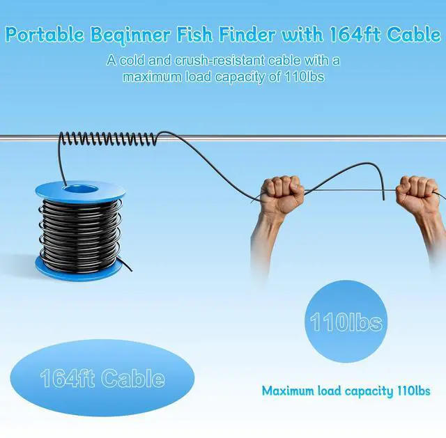 Alt view image 4 of 7 - 5" Underwater Fishing Camera,1080P Fish Finder 65ft Cable | 2000 NIT readable, 8000mAh battery up to 9h, IP68 build for ice, lake, boat and kayak anglers