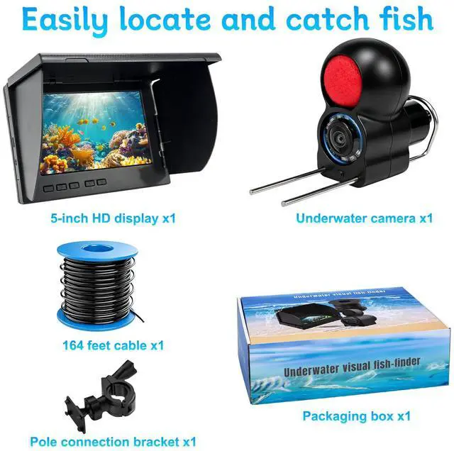 Alt view image 6 of 7 - 5" Underwater Fishing Camera,1080P Fish Finder 65ft Cable | 2000 NIT readable, 8000mAh battery up to 9h, IP68 build for ice, lake, boat and kayak anglers
