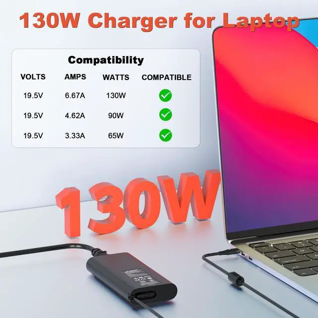 Alt view image 2 of 7 - 130W 4.5mm AC Charger for Dell OptiPlex Micro Desktop Series