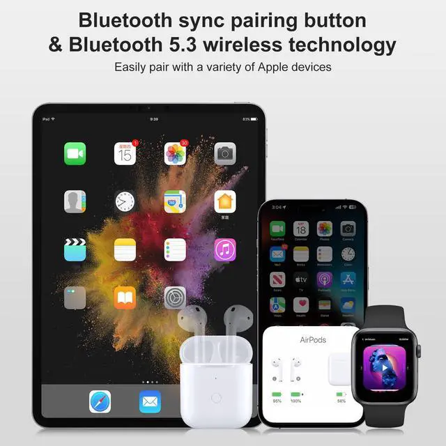 Alt view image 2 of 7 - Wireless Charging Case Replacement Compatible with AirPod 1st & 2nd Generation, Air Pod 1 2 Charger with Bluetooth Pairing Sync Button,No Earbuds