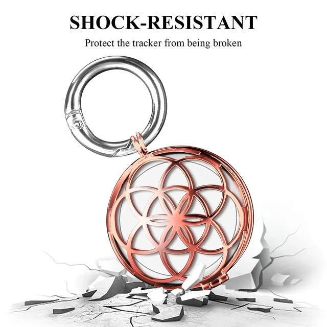 Alt view image 6 of 7 - Metal Keychain for Apple AirTag Protective Case Holder Key Ring Dog Luggage Bike - Rose Gold