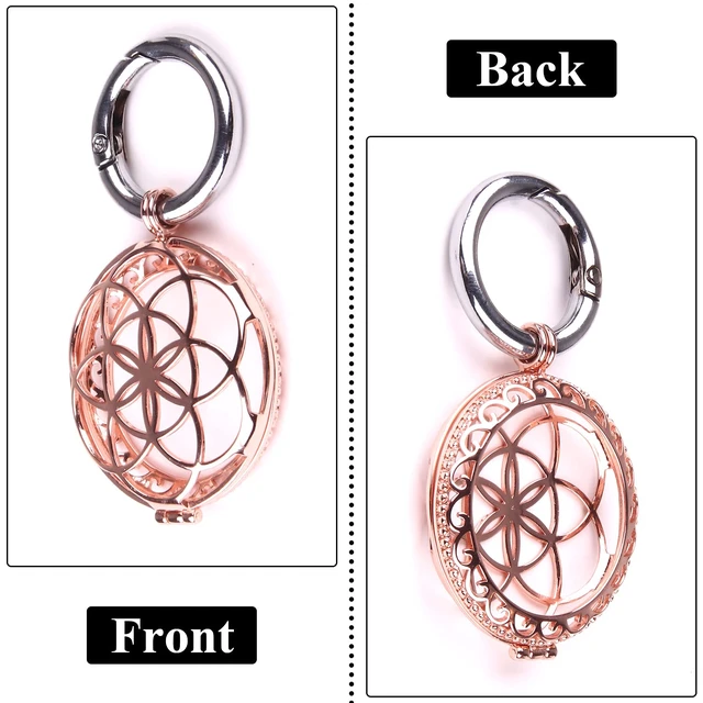 Alt view image 7 of 7 - Metal Keychain for Apple AirTag Protective Case Holder Key Ring Dog Luggage Bike - Rose Gold