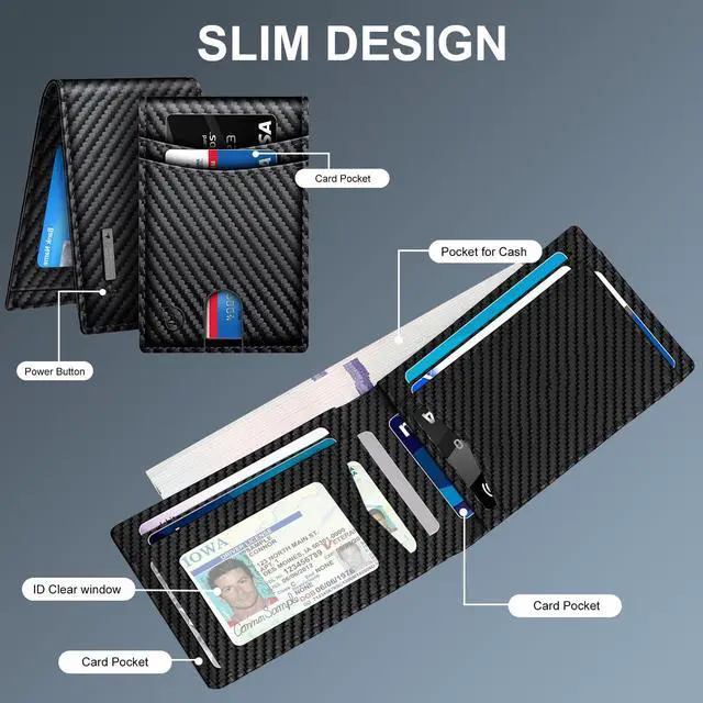 Alt view image 4 of 6 - Wallet Tracker for iOS Only Not for Android, GPS Wallet Tracker Device Smart Tracking Wallet Locator for Passport & ID Cards Gift for Him & HerCarbon Black