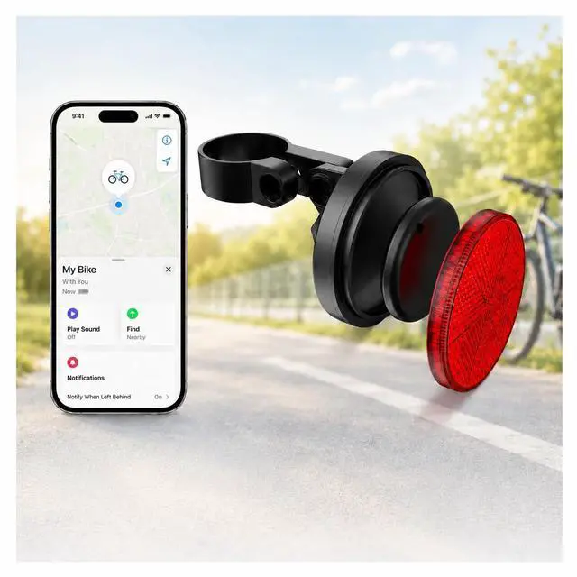 Main image of Bike Rear Reflector with Built-in Item Finder, Works with Find My App, Hidden Anti-Loss Bicycle Finder, Seatpost Reflective Bike Accessory for Road Bike MTB E-Bike, No Extra Tag Needed