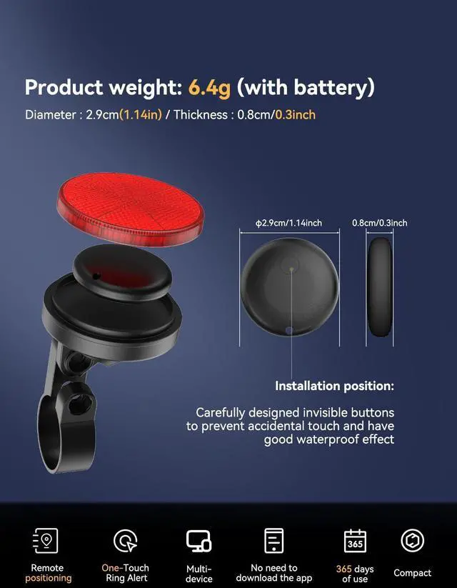 Alt view image 6 of 7 - Bike Rear Reflector with Built-in Item Finder, Works with Find My App, Hidden Anti-Loss Bicycle Finder, Seatpost Reflective Bike Accessory for Road Bike MTB E-Bike, No Extra Tag Needed
