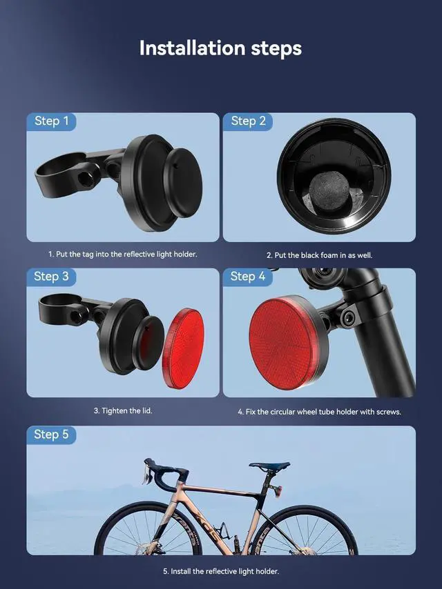 Alt view image 7 of 7 - Bike Rear Reflector with Built-in Item Finder, Works with Find My App, Hidden Anti-Loss Bicycle Finder, Seatpost Reflective Bike Accessory for Road Bike MTB E-Bike, No Extra Tag Needed
