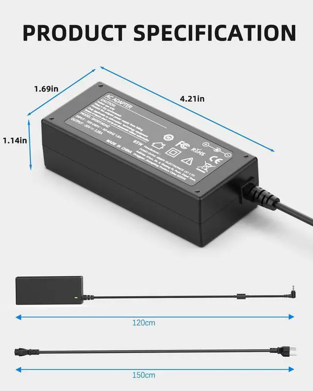 Alt view image 6 of 7 - 65W 45W Laptop Charger Compatible with Lenovo IdeaPad Series