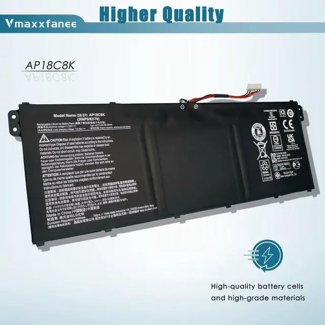 Alt view image 3 of 7 - AP18C8K 50.29Wh Laptop Battery Replacement for Acer Aspire 5 A514-52-58U3 A514-52 Chromebook 314 C933 Swift 3 SF314-57 SF314-42 SF314-57G SF314-58 Series Notebook 11.25V 4471mAh