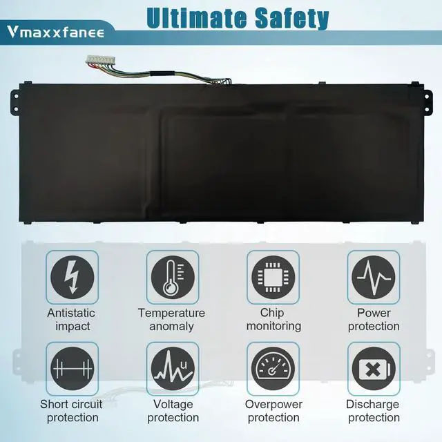 Alt view image 4 of 7 - AP18C8K 50.29Wh Laptop Battery Replacement for Acer Aspire 5 A514-52-58U3 A514-52 Chromebook 314 C933 Swift 3 SF314-57 SF314-42 SF314-57G SF314-58 Series Notebook 11.25V 4471mAh