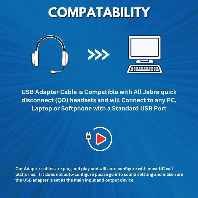 Alt view image 3 of 5 - USB Adapter Compatible with Any Jabra Quick Disconnect (QD) Wired Headset and Includes Volume Control and Mute Functionality (Connects Headset to PC, Laptop and Softphones)
