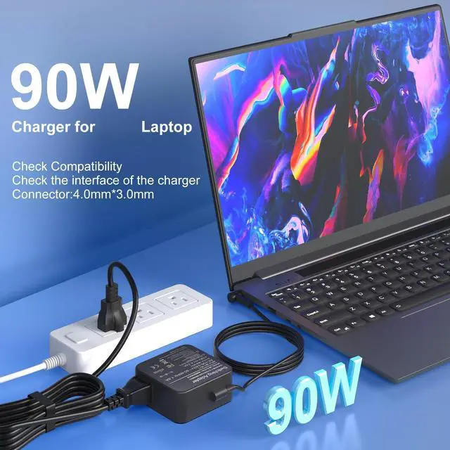 Alt view image 3 of 7 - 90W Adapter Charger Compatible with Asus Vivobook 14X 15X 16X 17X | M1703Q M1603Q K1703Z Y1603C D1603Q ExpertBook B1500 P2451F P751J Asus Q534U Q529Z Q524UQ UX533F UX480F ADP-90LE B Power Cord