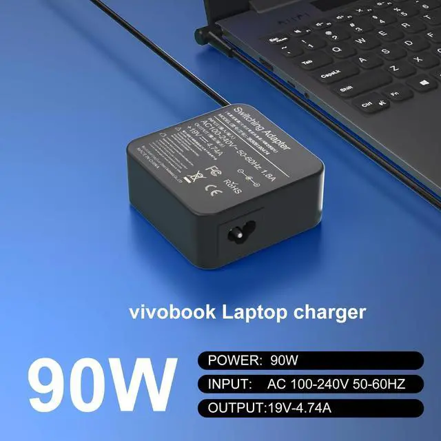 Alt view image 6 of 7 - 90W Adapter Charger Compatible with Asus Vivobook 14X 15X 16X 17X | M1703Q M1603Q K1703Z Y1603C D1603Q ExpertBook B1500 P2451F P751J Asus Q534U Q529Z Q524UQ UX533F UX480F ADP-90LE B Power Cord