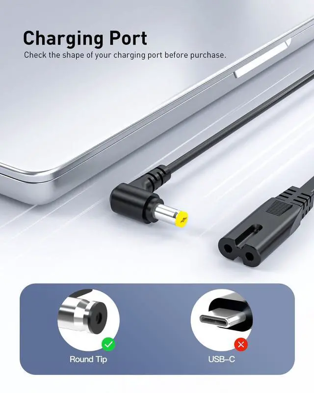 Alt view image 2 of 6 - AC Charger Fit for Gateway Ne56r41u NV76R NV78 NV79 NE522 NE56R N17908 NE71B NE722 LT41P NV57H NV570P NV59 NV59C NV73 ADP-65JH DB Laptop Power Supply Adapter Cord