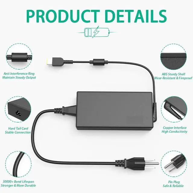 Alt view image 4 of 5 - 245W Slim Charger with Lenovo Legion 5 Pro 5i,7,7i 16iax10 | For Lenovo 16AGP11 16AFR10 15IRX10 15IAX11 15AHP10 LOQ ADL245SCC3A