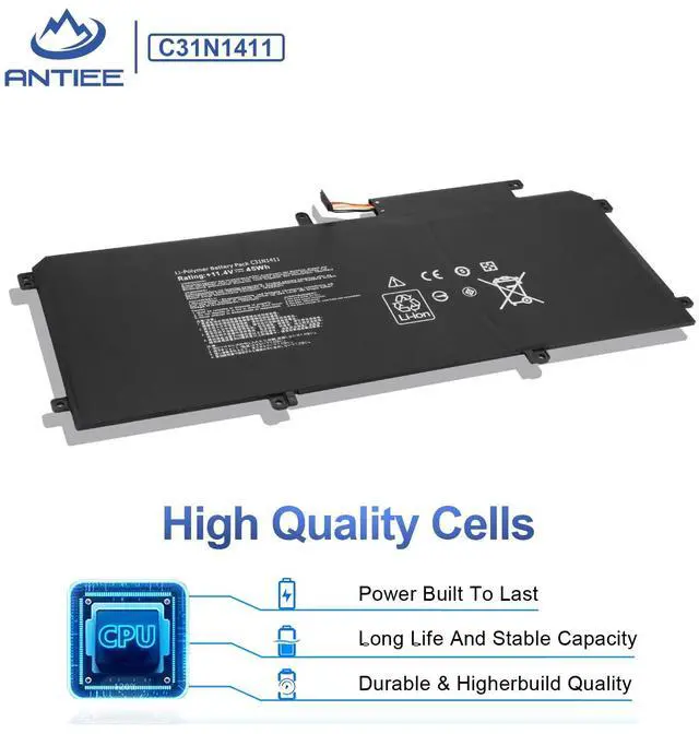 Alt view image 4 of 7 - 45Wh C31N1411 Laptop Battery for ASUS ZenBook UX305/UX305F/FA Series | UX305C UX305CA U305 U305F U305FA U305UA U305CA U305LA Series Notebook 0B200-01180000 11.4V 45Wh 3Cells