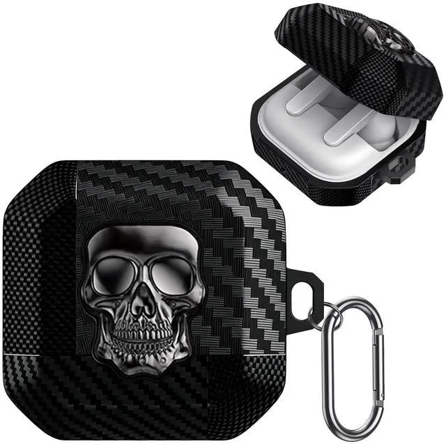 Main image of for Samsung Galaxy Buds 4 Pro Case/Galaxy Bud 4 Cover Skull Silver | Funny 3D Skeleton Carbon Fiber Shockproof Cover with Keychain, Gothic Boys Men Earbuds Case for Galaxy Bud 4/ Buds 4 Pro