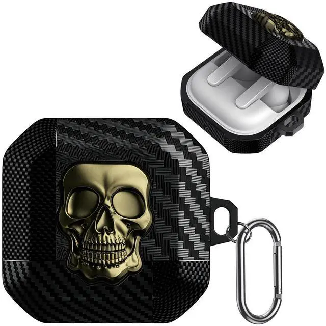 Main image of for Samsung Galaxy Buds 4 Pro Case/Galaxy Bud 4 Cover Skull Copper | Funny 3D Skeleton Carbon Fiber Shockproof Cover with Keychain, Gothic Boys Men Earbuds Case for Galaxy Bud 4/ Buds 4 Pro