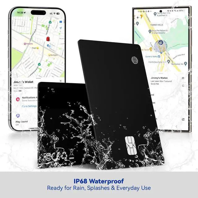 Alt view image 2 of 6 - Dual-Platform Wallet Tracker Card, Wireless Rechargeable 0.07in Slim Tracking Card,Work with Apple Find My & Google's Find Hub, Item Locator, Credit Card Size Tracker, IP68 Waterproof, Keys, Bags