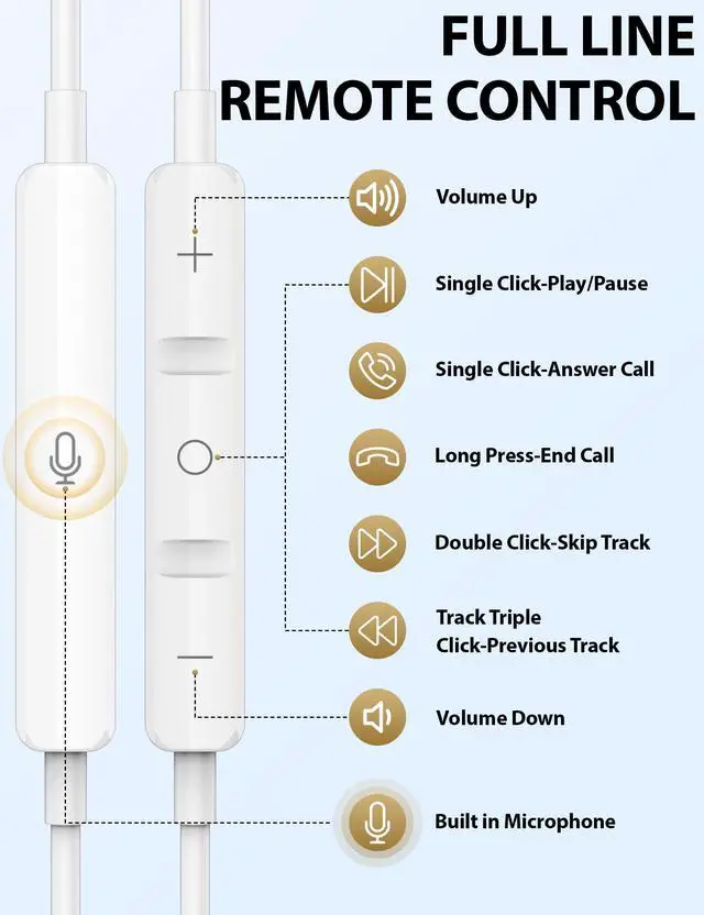 Alt view image 6 of 6 - for Apple Lightning Headphones MFi-Certified Wired Earbuds White | Magnetic Larger Ear Buds Earphones with Anti-Drop Tips Corded Headset Cord for iPhone 14 Plus 13 Pro Max 12 Mini 11 XS XR 8