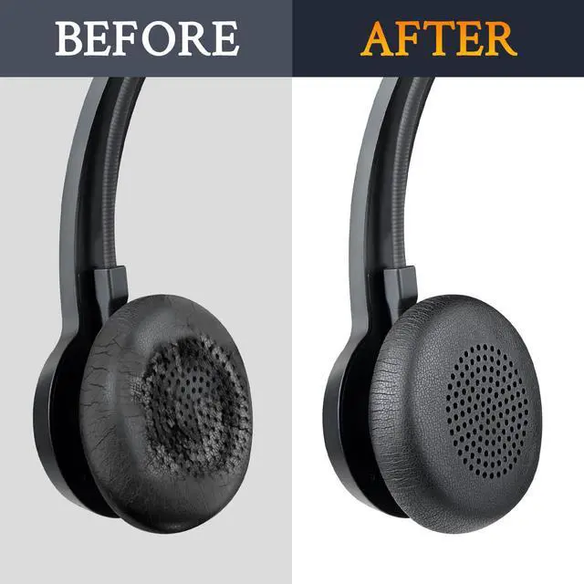 Alt view image 4 of 7 - Replacement Earpads Cover for LEVN LE-HS010 (Superior/Basic), LE-HS011 Superior Bluetooth Headsets, Cushions Ear Pads Cover with Soft Protein Leather - Black