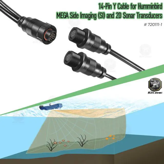 Alt view image 2 of 7 - 720111-1 14 M ID SIDB Y Splitter Cable for Humminbird - Compatible with SOLIX & APEX Fish Finders, Side Imaging & 2D Sonar Connection