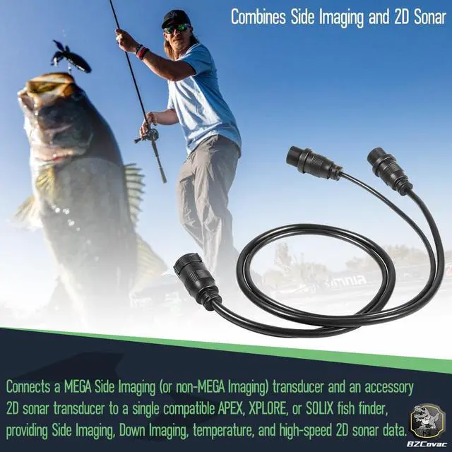 Alt view image 4 of 7 - 720111-1 14 M ID SIDB Y Splitter Cable for Humminbird - Compatible with SOLIX & APEX Fish Finders, Side Imaging & 2D Sonar Connection