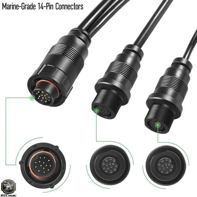 Alt view image 5 of 7 - 720111-1 14 M ID SIDB Y Splitter Cable for Humminbird - Compatible with SOLIX & APEX Fish Finders, Side Imaging & 2D Sonar Connection
