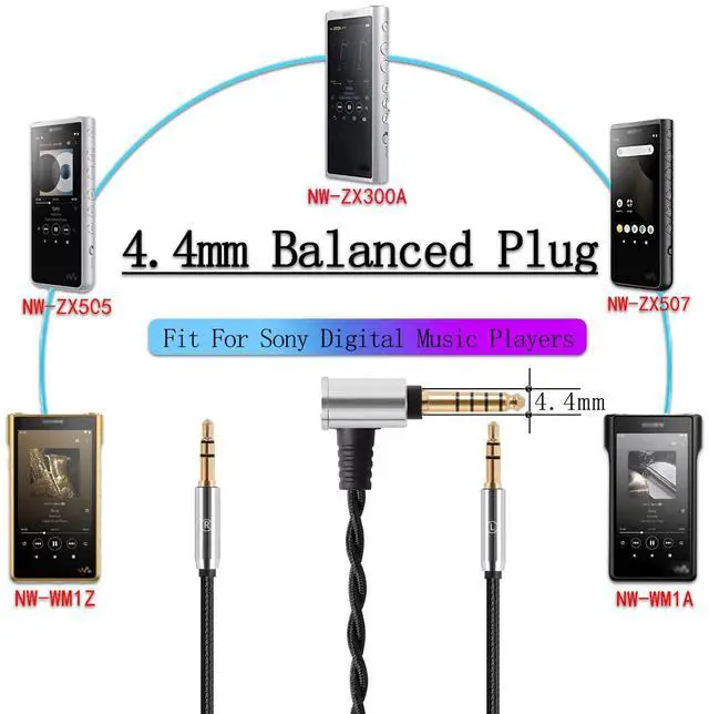 Alt view image 4 of 6 - Replacement Cable, Connecting Cable Compatible with HiFiman HE400S HE-400I HE-350 HE4XX/HE-400i/HE560, Balanced line Headphone Audio Adapter 2.5/3.5/4.4mm to Dual 3.5mm(4.4mm Plug), Black
