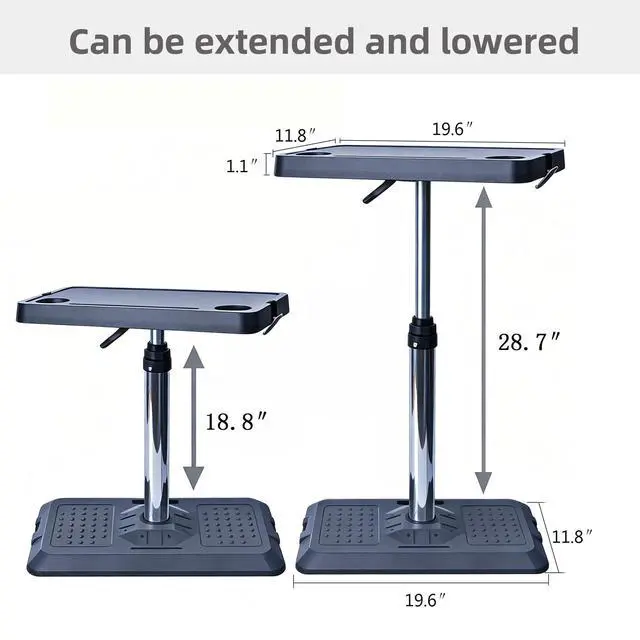 Alt view image 2 of 7 - Portable Car Laptop Desk, Pneumatic Height & Angle Adjustable Vehicle Table Tray, 360 Degree Rotatable Travel Desk for Front Rear Passenger Seat, Ideal for Work, Dining, Camping and Home Use