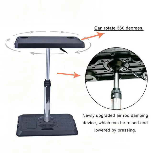 Alt view image 4 of 7 - Portable Car Laptop Desk, Pneumatic Height & Angle Adjustable Vehicle Table Tray, 360 Degree Rotatable Travel Desk for Front Rear Passenger Seat, Ideal for Work, Dining, Camping and Home Use