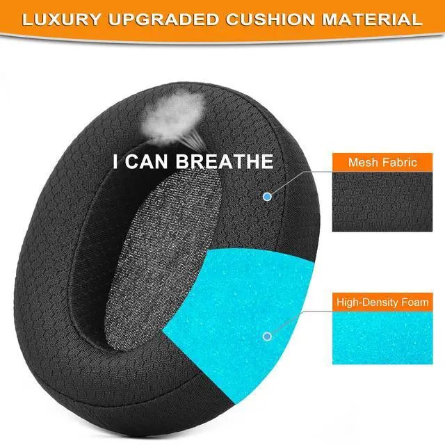 Alt view image 3 of 7 - Mesh Fabric Earpads for Sony INZONE H9 II/WH-G910N / H6 Air Headset | Replacement EarPads and Mic Foam Ear Cushions for INZONE H9 II/WH-G910N / H6 Air HeadsetHigh-Density Noise Isolation Foam