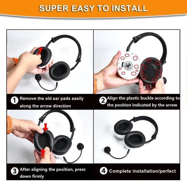 Alt view image 5 of 7 - Mesh Fabric Earpads for Sony INZONE H9 II/WH-G910N / H6 Air Headset | Replacement EarPads and Mic Foam Ear Cushions for INZONE H9 II/WH-G910N / H6 Air HeadsetHigh-Density Noise Isolation Foam