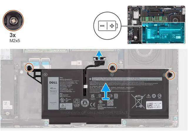 Alt view image 2 of 7 - DELL 293F1 11.25V 41Wh 3-Cell Standard Rechargeable Lithium ion Battery For DELL Latitude 5330/5330 2-in-1,5430, 5530,7330/7330 2-in-1,7430/7430 2-in-1, Latitude 7530, DE LL Precision 3570 Laptops