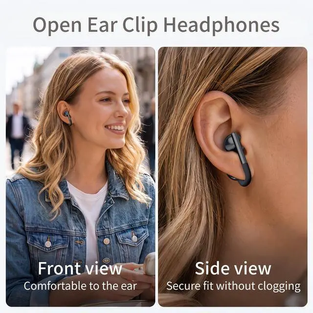 Alt view image 2 of 6 - Clip on Ear Buds The Lady's Innovative Z-Shaped Open Ear Design | Up to 60H Playback, ENC Call Noise Reduction, IPX5 Water Resistant, Comfort Fit, Perfect for Personal Use & Gifting