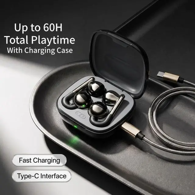 Alt view image 6 of 6 - Clip on Ear Buds The Lady's Innovative Z-Shaped Open Ear Design | Up to 60H Playback, ENC Call Noise Reduction, IPX5 Water Resistant, Comfort Fit, Perfect for Personal Use & Gifting