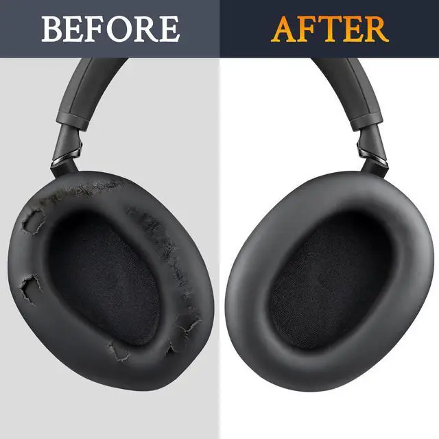 Alt view image 6 of 6 - Earpads Replacement for Sony WH-1000XM6(WH1000XM6) Noise Canceling Headphones, Ear Pads Cushions with Soft Protein Leather and High-Density Memory Foam - Black