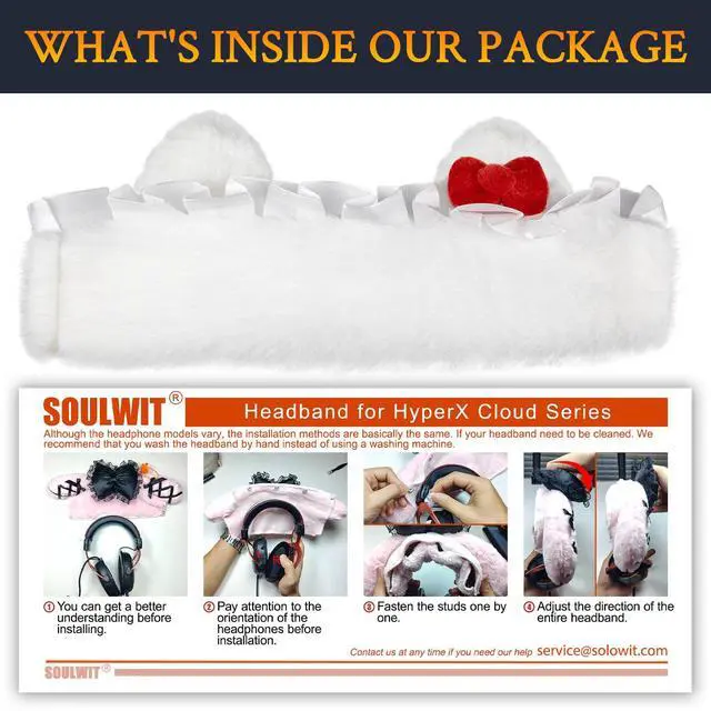 Alt view image 5 of 5 - Headband Cover Protector for HyperX Cloud 1/2/2 Core/3/3S/Alpha/Alpha S/Core/CloudX Gaming Headsets, Decorative Headstrap Part - White