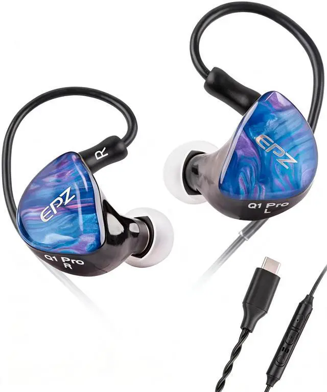 Main image of Q1 PRO in Ear Monitor Gaming Earbuds Type-C with Mic Detachable Cable | 10mm LCP+PU Dynamic Driver Dual Cavity Dual Magnetic IEM, 3D Printed Resin 4N Single Crystal Copper Cable Wired Earphones