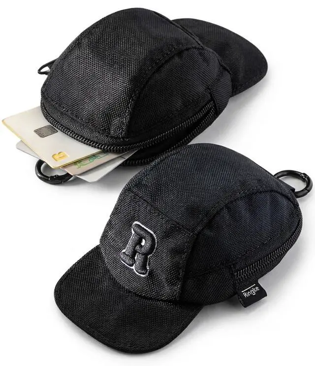 Main image of Mini Pouch Cap with Carabiner, Small Bag for Universal Wireless Ear Buds, Durable Waterproof Keychain Accessories Compatible with AirPods Pro 3rd Generation and AirPods 4 Case - Black