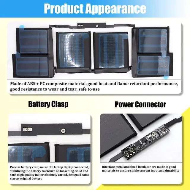 Alt view image 6 of 7 - A2113 A2141 Battery Replacement for MacBook Pro 16 inch | A2141 2019 2020, EMC 3347 MVVJ2 MVVK2 MVVL2 MVVM2 Series, 99.18Wh
