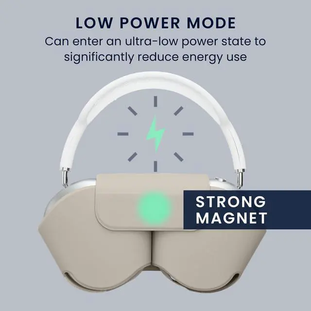 Alt view image 4 of 7 - Cover for Apple AirPods Max/AirPods Max 2 Case - Sleep Mode Compatibility - Polyester Case for Headphones - Light Grey