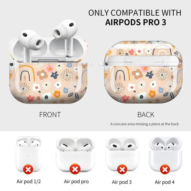 Alt view image 5 of 6 - Cute Case Cover Compatible with AirPod Pro 3 Generation(2025), Shockproof for Women & Girls with Cute Golden Round Buckle Protective, Anti-Drop Design(Cute Flowers)