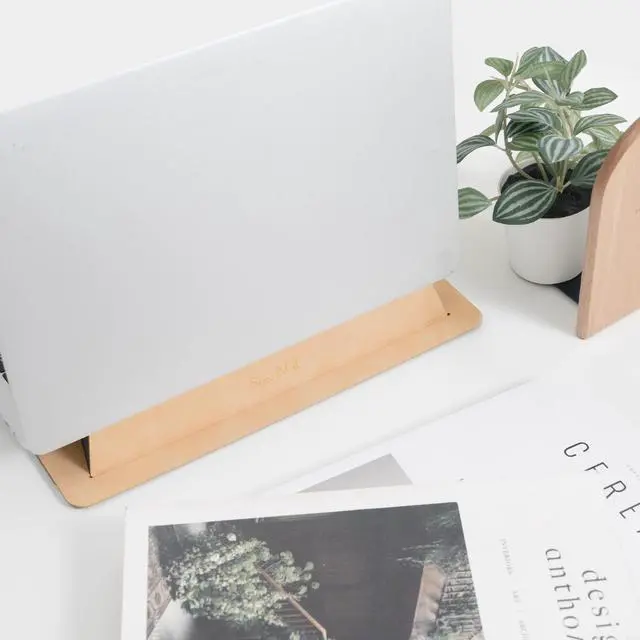 Alt view image 2 of 6 - Laptop Stand for Desk, Office, Ergonomic Notebook Stand, Foldable & Portable Travel FlatStand, Lightweight, Anti-Slip, Compatible with MacBook Air, Pro, and Up to 15.4" Laptops (Café Creme)