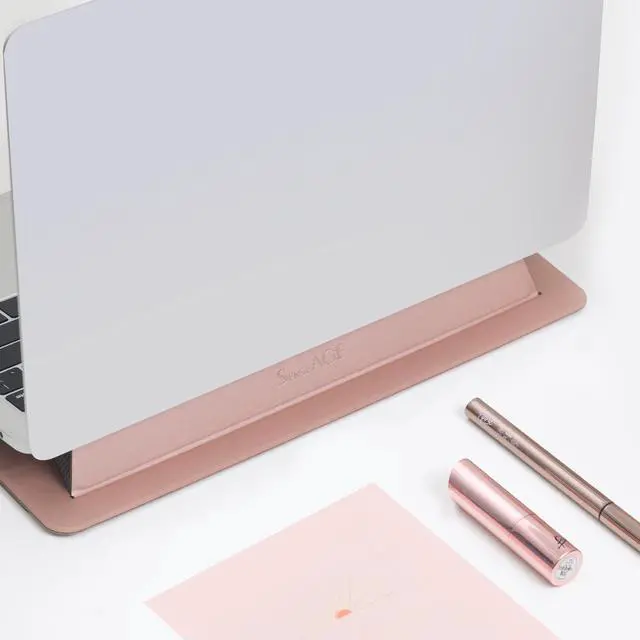 Alt view image 2 of 6 - Laptop Stand for Desk, Office, Ergonomic Notebook Stand, Foldable & Portable Travel FlatStand, Lightweight, Anti-Slip, Compatible with MacBook Air, Pro, and Up to 15.4" Laptops (Dusky Rose)