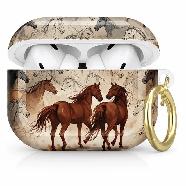 Main image of Compatible with AirPod Pro 2nd/1st Generation Case Cover with Key Chain,Full Protective Shockproof Wireless Headphone Case for Airpod Pro 2023/2022/2019(Horse Sketches Artistic)