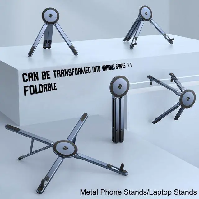 Alt view image 2 of 7 - Adjustable Laptop Stand for Desk,Portable Metal Laptop Riser,Ergonomic Foldable Computer Stand,Lightweight Easy Storage,Collaborative Work,Compatible with MacBook/Dell/HP/Lenovo/Laptops up to17 inches