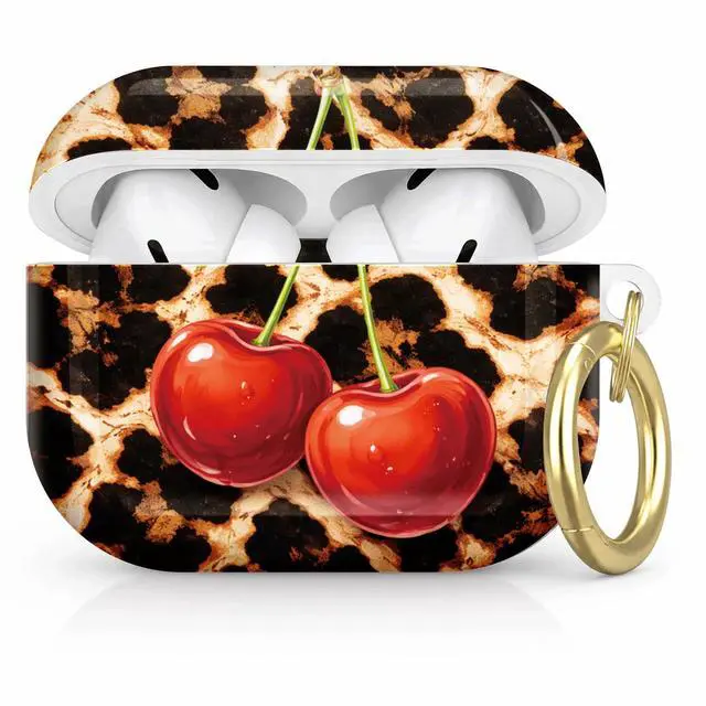 Main image of Compatible with AirPod Pro 2nd/1st Generation Case Cover with Key Chain,Full Protective Shockproof Wireless Headphone Case for Airpod Pro 2023/2022/2019(Leopard with Cherries)