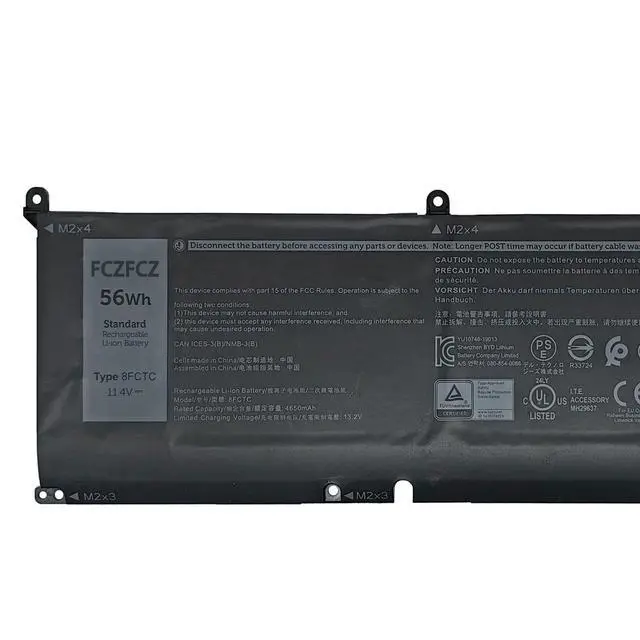 Alt view image 2 of 6 - 8FCTC Battery 56Wh 4650mAh 69KF2 70N2F 11.4V 3-Cells | Replacement for Dell Alienware M15 R3 R4 R5 M16 R1 M17 R3 / Precision 5550 5560 / XPS 9500 9510 / Inspiron 15 7510 Series